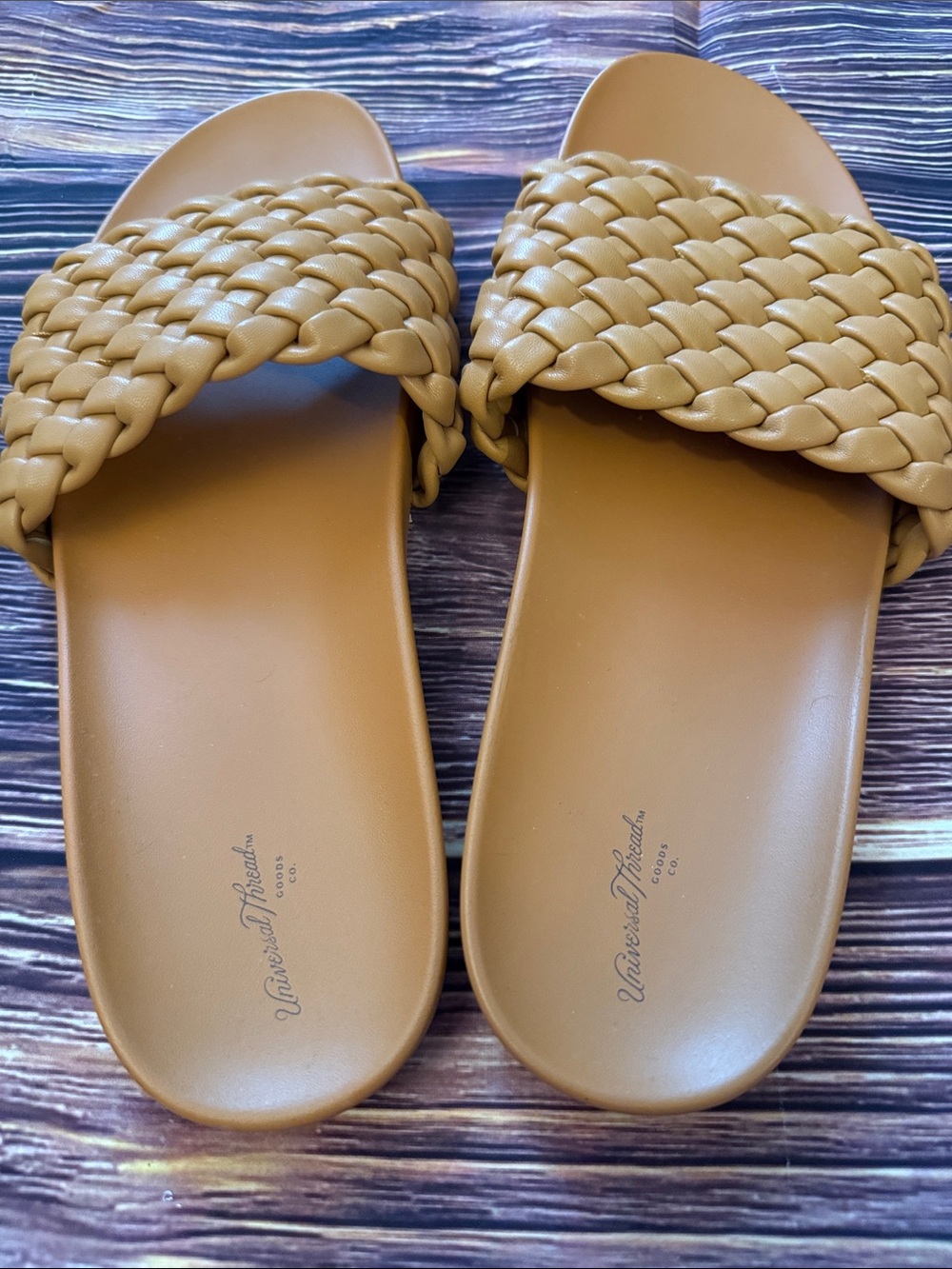 Woven Slide Sandals in Camel - Picture 2 of 3